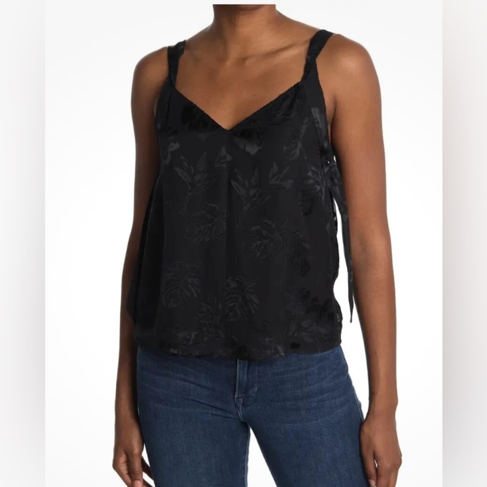 RAG & BONE COLETTE FLORAL PRINT SILK BLEND BLACK CAMI SILHOUETTE SIZE SMALL
